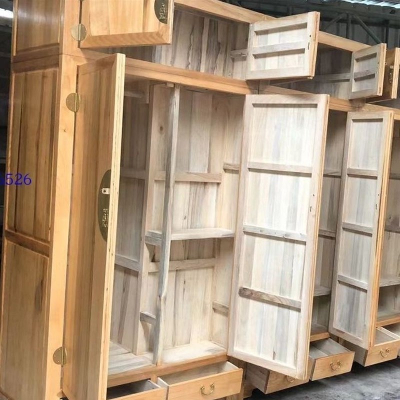新中式香樟木全实木家用卧室双门大衣橱整体储物立柜简易古典衣柜