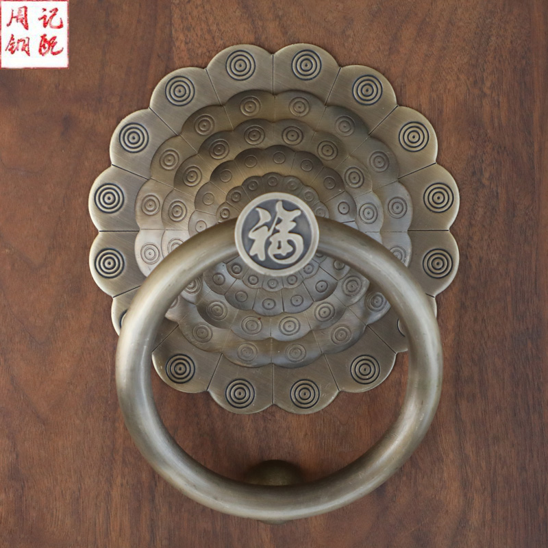 仿古铜门环中式别墅大门纯铜拉手老式复古狮子头虎头兽头门环把手