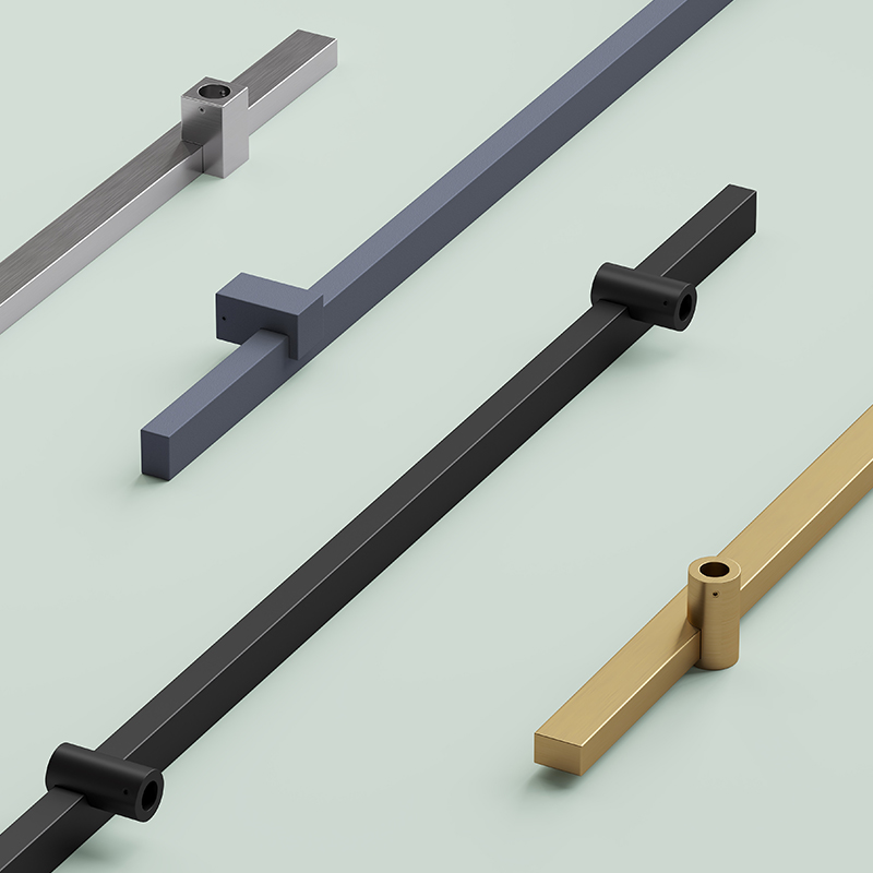 现代简约黑色有框玻璃大门拉手定制金色不锈钢酒店包厢实木门把手