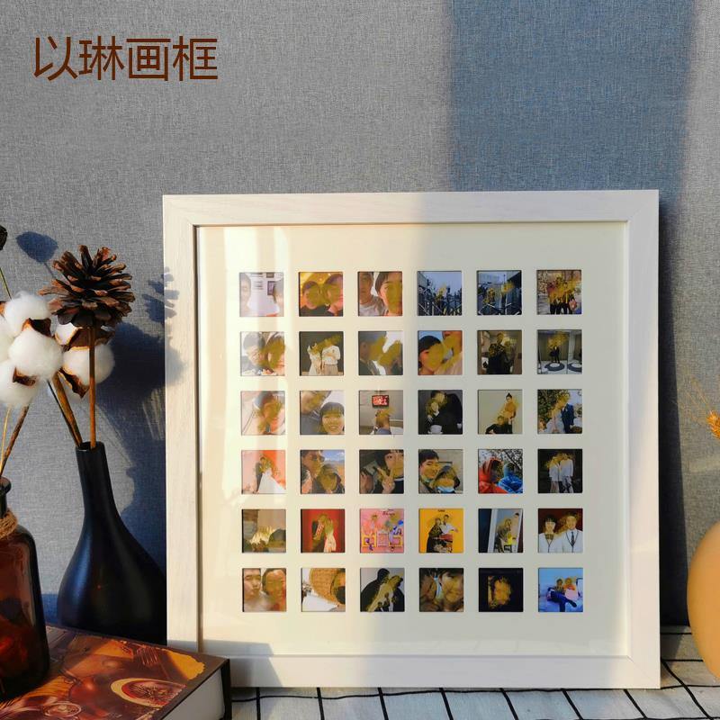 以琳画框照片墙100宫格纪念求婚礼品相框48百喜图定制油画棒画框