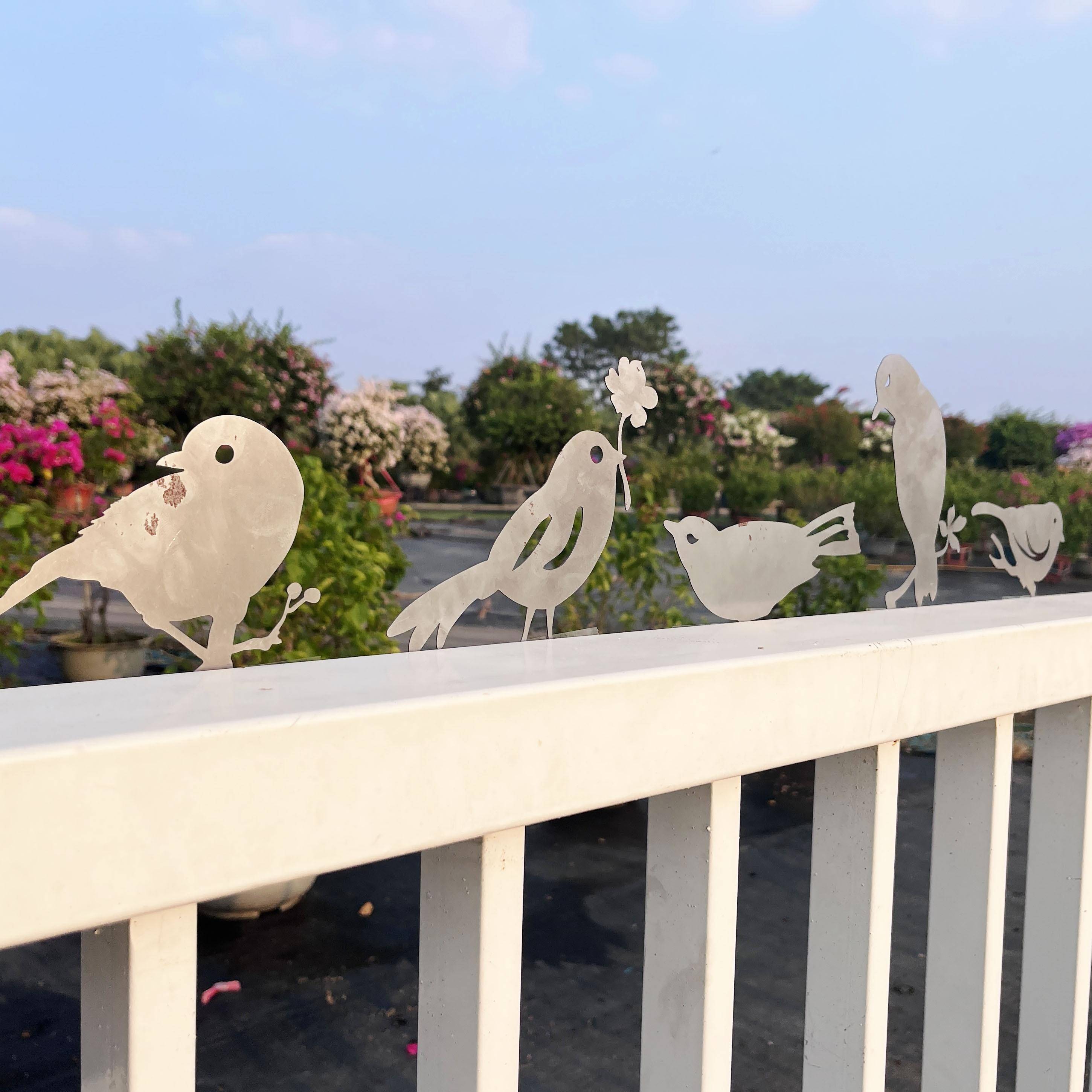 五只铁艺鸟剪影乡村风花园庭院木栅栏摆件鸟雕塑篱笆围栏前院装饰