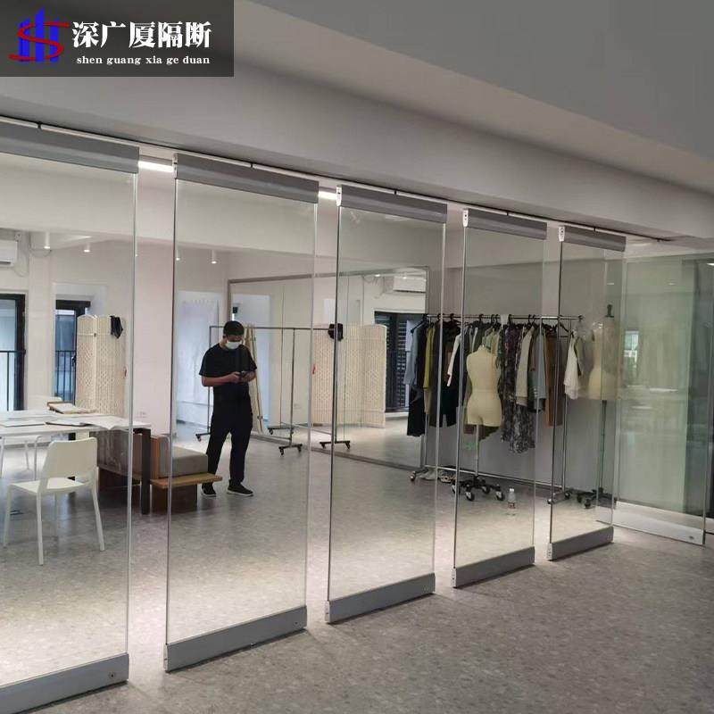 健身房镜面玻璃隔断墙 活动隔断屏风墙可移动 深广厦玻璃隔断定制