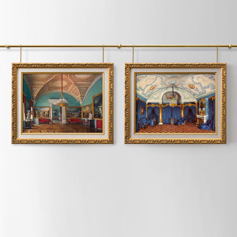 挂画 画器 轨道 法式覆古装饰画 画油画 画别墅画 画展吊挂炼条黄图片