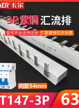 CHAER卡尔 PT147-3P断路器54mm接线排GV2紫铜三相63A150A汇流排