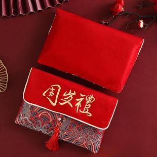 宝宝周岁生日红包2025新款大号满月百天布艺万元红包袋喜包利是封