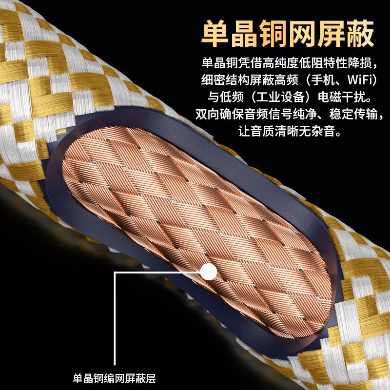 Mps台湾方芯6N单晶铜RCA双莲花音频线公对公音响CD功放信号连接线