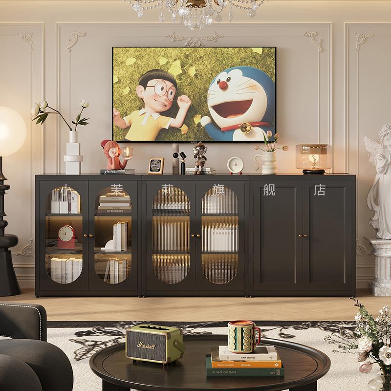 法式复古钢制小书柜组合模块沙发边柜卧室客厅储物柜电视柜小户型