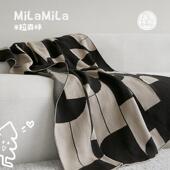 MILA米拉中古庄园毛毯客厅沙发午睡盖毯黑咖高级毯子披肩毯披毯