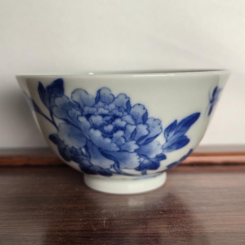 长物居柴窑烧制闻香杯手绘青花瓷主人杯景德镇瓷器茶具茶碗品茗杯