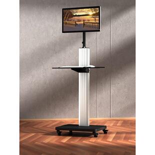 显示器移动支架电脑落地推车多屏带键盘托站立办公升降主机托架子