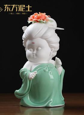 唯美唐朝仕女摆件新中式古风客厅电视柜酒柜博古架家居装饰艺术品