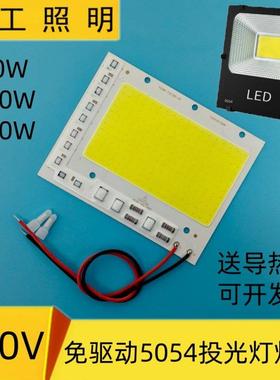 AC220V免驱动投光灯灯芯光源LED灯珠板50w100W150瓦射灯灯片灯板