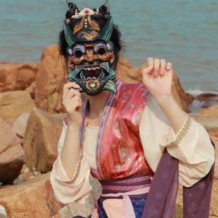 傩戏面具彩画面具装饰舞台道具表演人脸佩戴纯手工雕刻傩戏面具