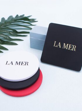 LAMER小圆镜迷你小方镜手持化妆镜可定制便携随身黑色镜子学生女