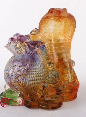 生日礼品肖高档工艺品摆件送朋友蛇袋生琉璃家居饰品送财同事钱