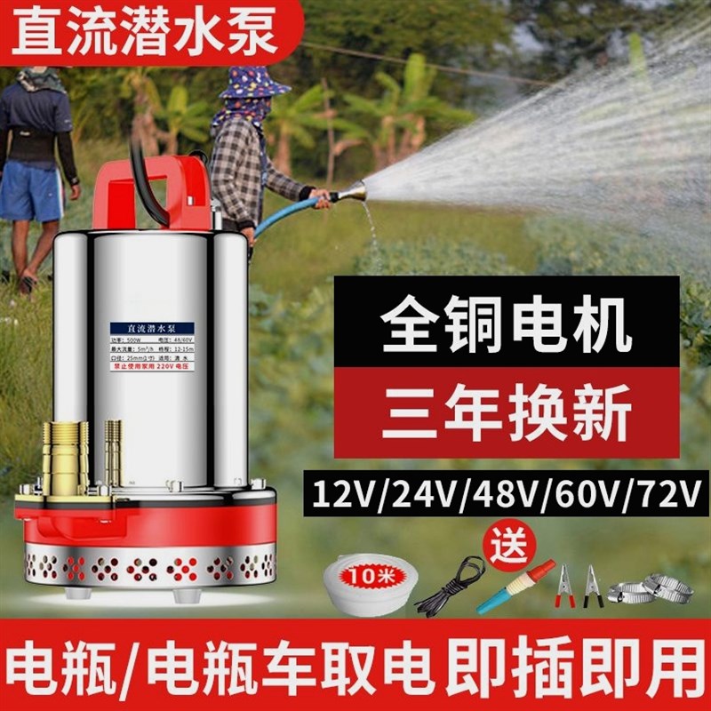 德国进口直流潜水泵12V24V48V60V72V家用抽水机电瓶车通用型电动
