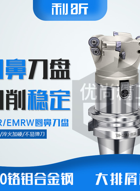 数控平铣刀盘5R50-22加硬EMR/EMRW圆鼻刀盘BT30刀柄刀盘套装