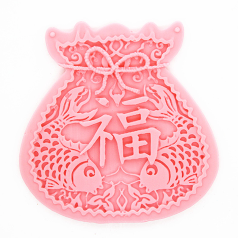 新年系列 翻糖中式硅胶模具 福灯笼鞭炮招财猫发财树硅胶模具