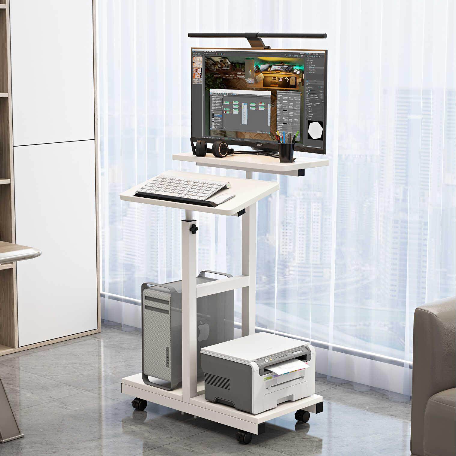 家用台式电脑桌笔记本桌站立式办公台手动升降移动简约电脑架