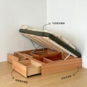 红橡木全实木高箱1.5m1.2小户型无床头抽屉榻榻米落地收纳收纳床