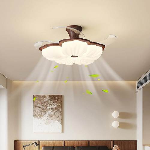 2025新款餐厅风扇灯全光谱护眼法式中古风吸顶灯创意花朵中山灯具