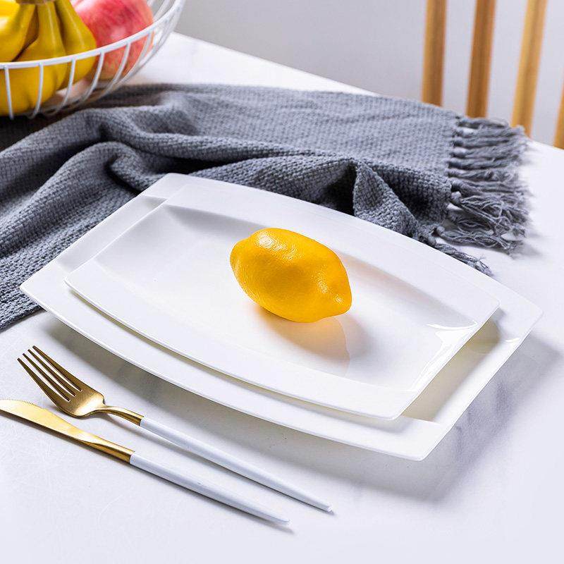 鱼盘景德镇骨瓷纯白餐具创意盘长方形10英寸鱼盘方鱼盘大号盘子,餐饮具,盘,淘宝优惠券,粉丝福利购,淘宝优惠卷