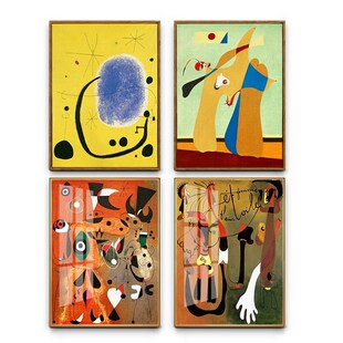 现代米罗抽象油画客厅儿童房床头幼儿园教室走廊楼梯装 饰晶瓷挂画