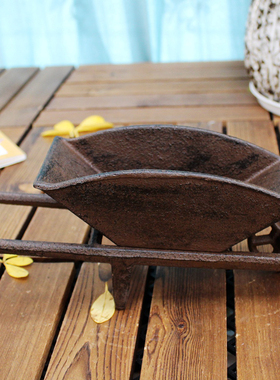 复古创意铸铁工艺品酒吧会所庭院家居装饰装饰摆件手推斗车摆件