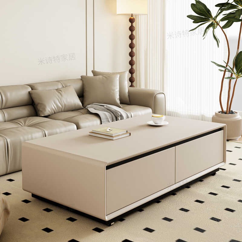 奶油风实木茶几电视柜组合简约现代客厅家用小户型2024新款高级感