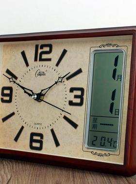 康巴丝台式万年历电子办公座钟台钟卧室床头日历石英钟温湿度钟表