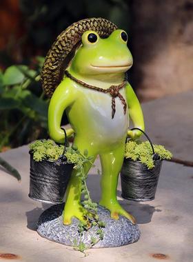 创意个性大青蛙多肉花盆摆件户外花园庭院造景装饰动物树脂花器
