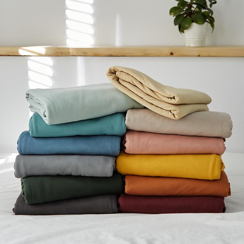 ESIX一乐家纺全棉床笠单件针织棉床单纯色席梦思保护套1.21.5/1.8