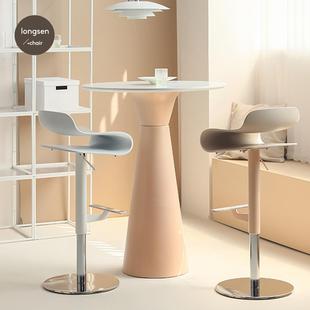 意式咖啡厅桌休闲桌子工作台奶油风家居小户型户外桌子高脚桌岩板