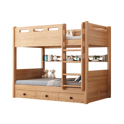 橡木上下床双层床全实木平行床同宽上下铺子母床小户型儿童高低床