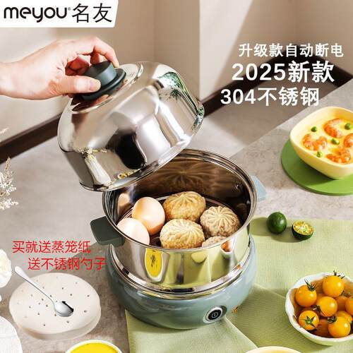 Meyou名友304全不锈钢煮蛋器蒸蛋器多功能自动断单双层配碗早餐机