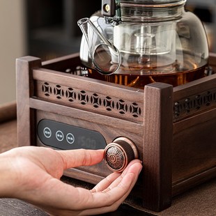 围炉煮茶壶耐高温玻璃胡桃木电陶炉家用养生泡茶壶茶具功夫煮茶器