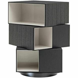 意式 极简书柜设计师创意轻奢家用360度可旋转书架Page落地置物架