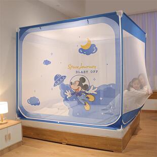 2025新款儿童防摔蒙古包蚊帐全底加粗支架坐床拉炼 炼 全封闭家用