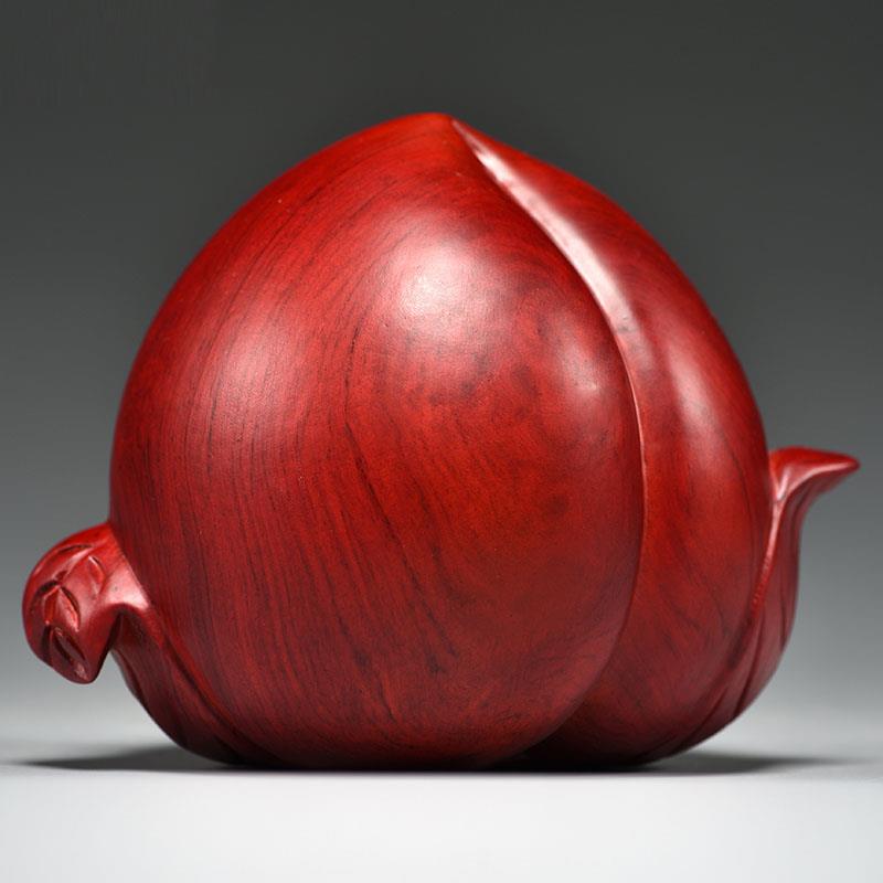 红花梨木雕寿桃子福寿摆件家居客厅装饰工艺品生日贺寿送长辈礼品