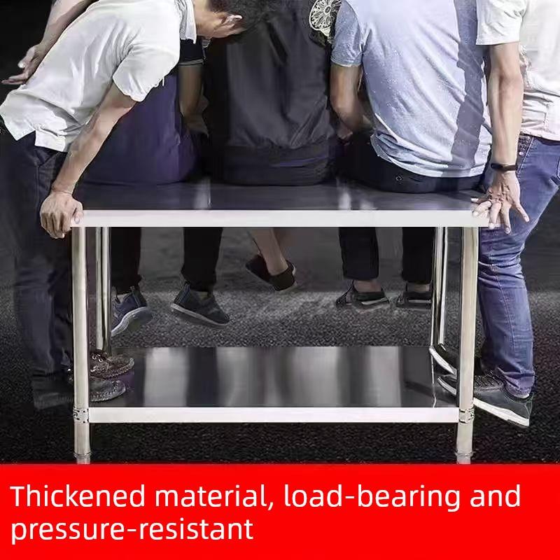 304不锈钢工作台加厚厨房灶台储物架2蔬菜切割装载台包装台操作台