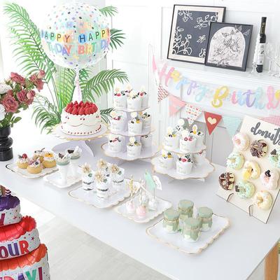 生日布置多层甜品台客厅家用派对下午茶蛋糕架点心摆盘一次性摆件