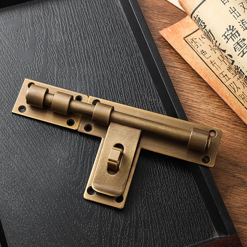 插销全纯黄铜门栓新中式木门固定覆古老式户彷古铜大门大号插销