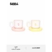 seeu芝士蛋糕马克杯碟套装 陶瓷小狗咖啡杯水杯早餐杯牛奶杯270ml