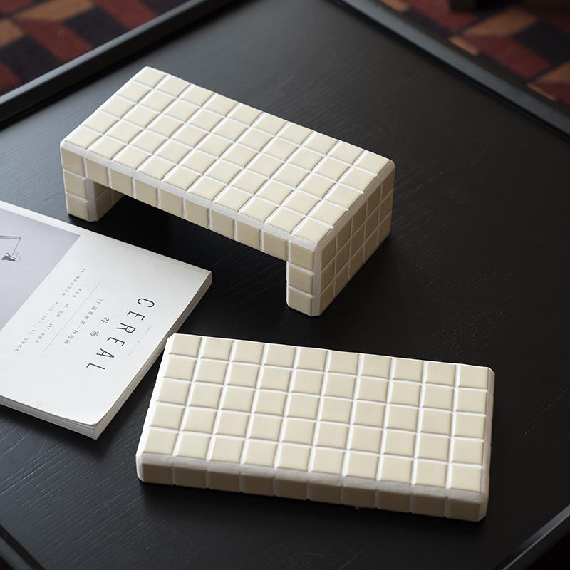 韩国ins水杯垫隔热垫餐垫拍照道具马赛克瓷砖托盘手工diy桌面装饰