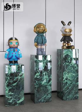 岩板立柱子大理石摆件底座展示摆台暴力熊装饰品花架子客厅落地式
