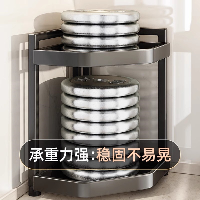 厨房置物架台面转角三角调味品多功能调味罐收纳盒免打孔调料架子