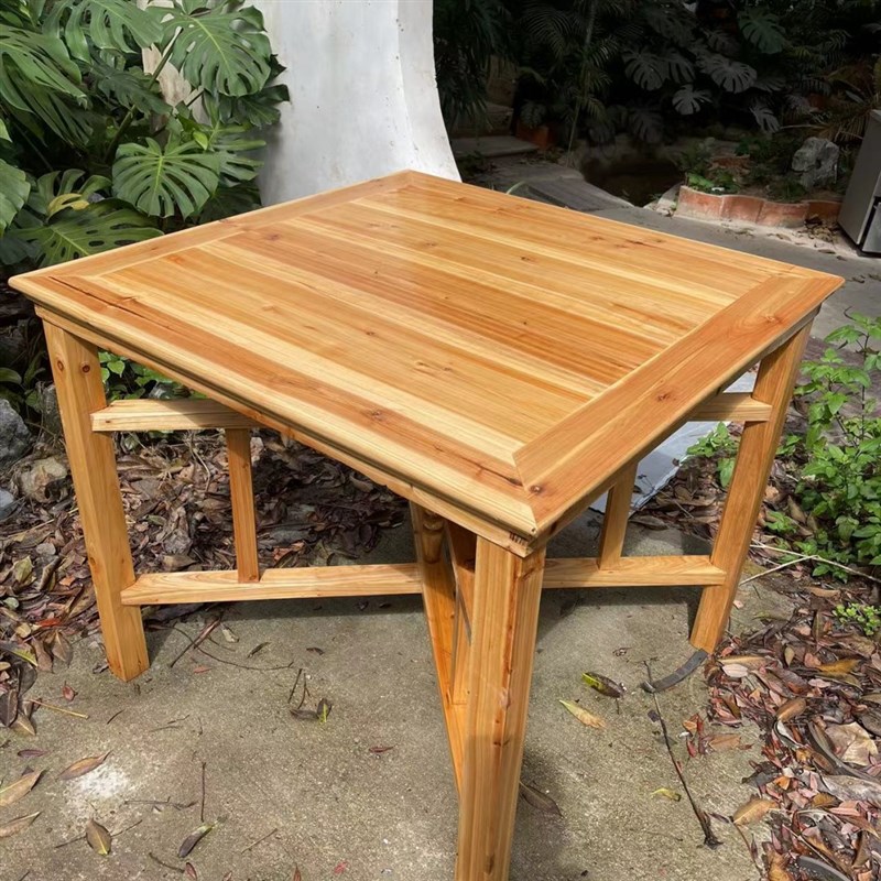 杉木餐桌透明清漆中式八仙桌农村供桌折叠拆卸正方形方桌酒席桌子