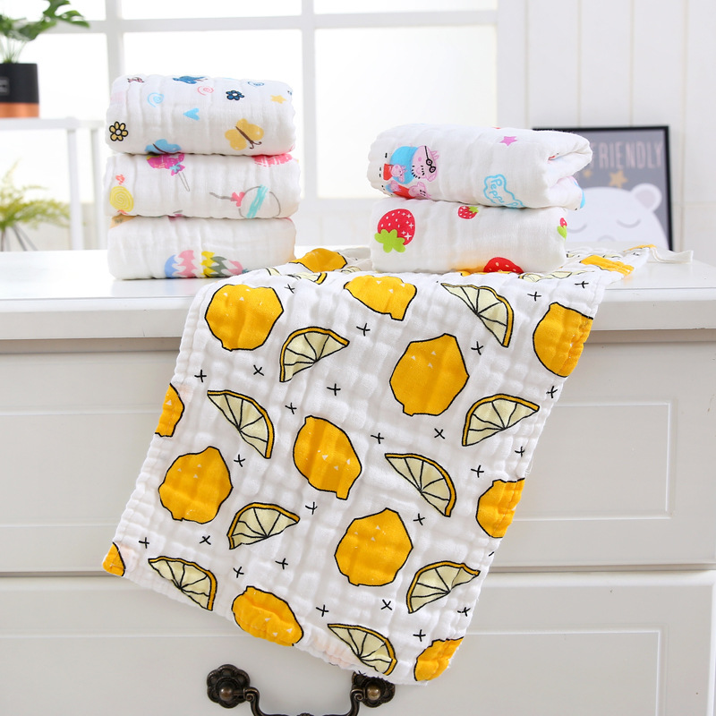 6条全纯棉小毛巾6层泡泡纱布方巾抹布儿童擦手厨房吸水不掉毛手帕