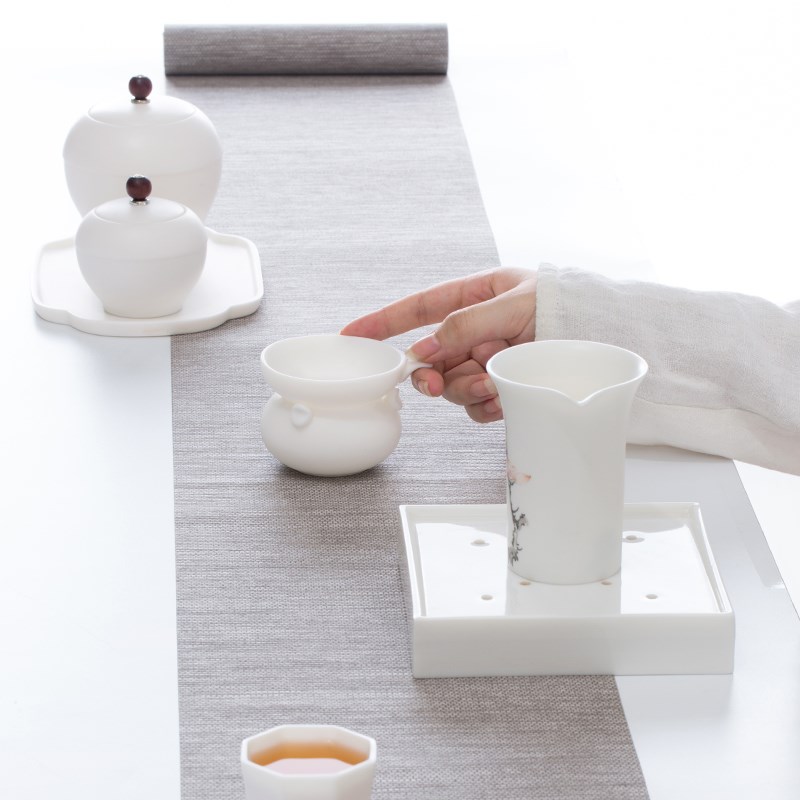 又见造物德化白瓷手绘整套功夫茶具套装家用简约泡茶盖碗茶杯陶瓷