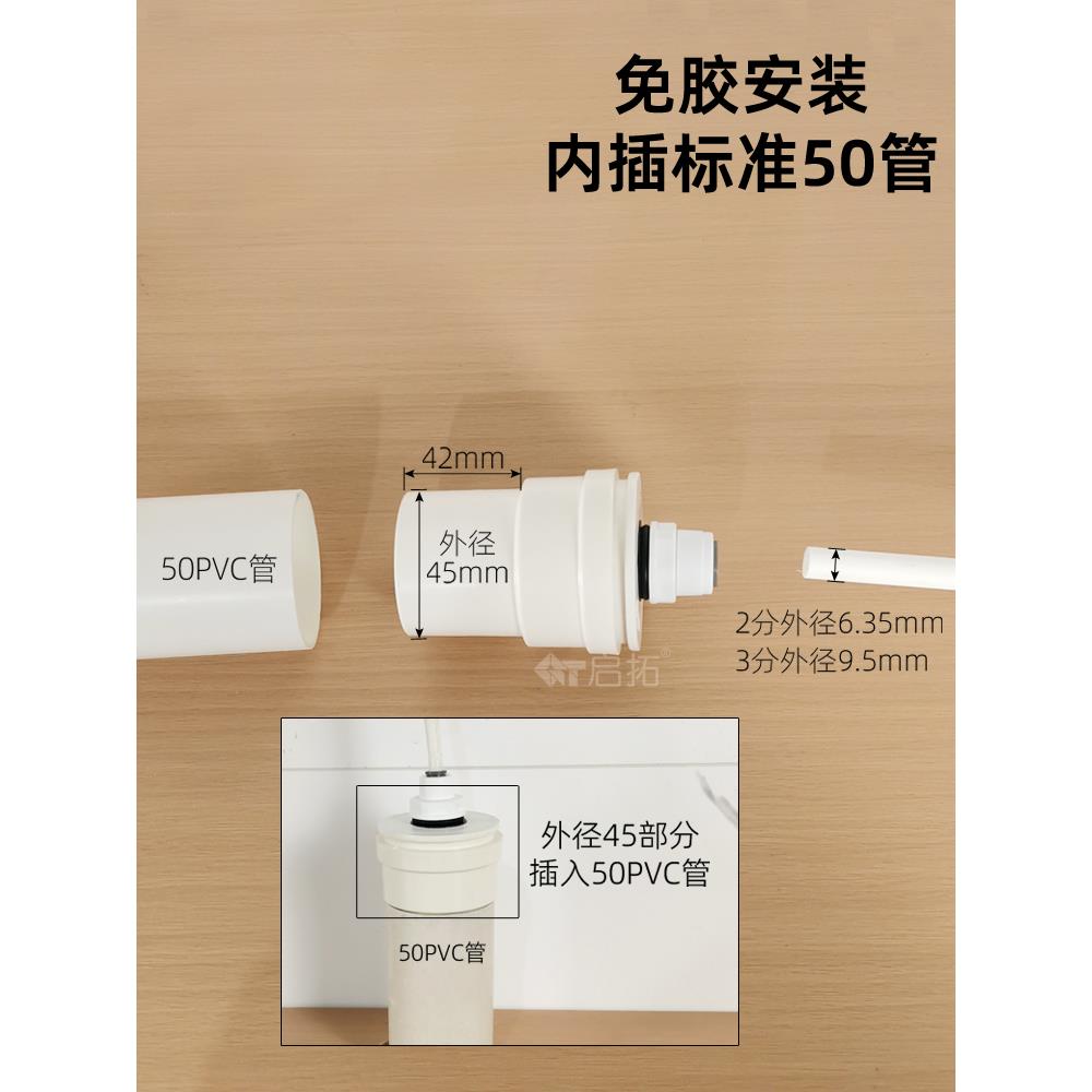 50PVC管接扫地机净水器排水管接头 密封连接扫地机排污管口防飞虫